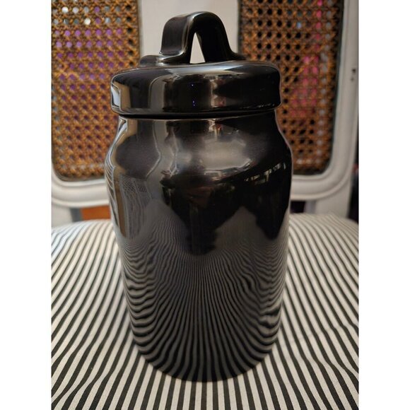 NWT Rae Dunn Halloween Dead Man's Bones Canister Black Orange - Picture 5 of 12